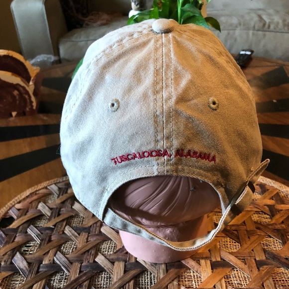 Alabama Crimson Tide Pachyderm Cotton Baseball Cap in Tan With Embroidered Al - Picture 3 of 4